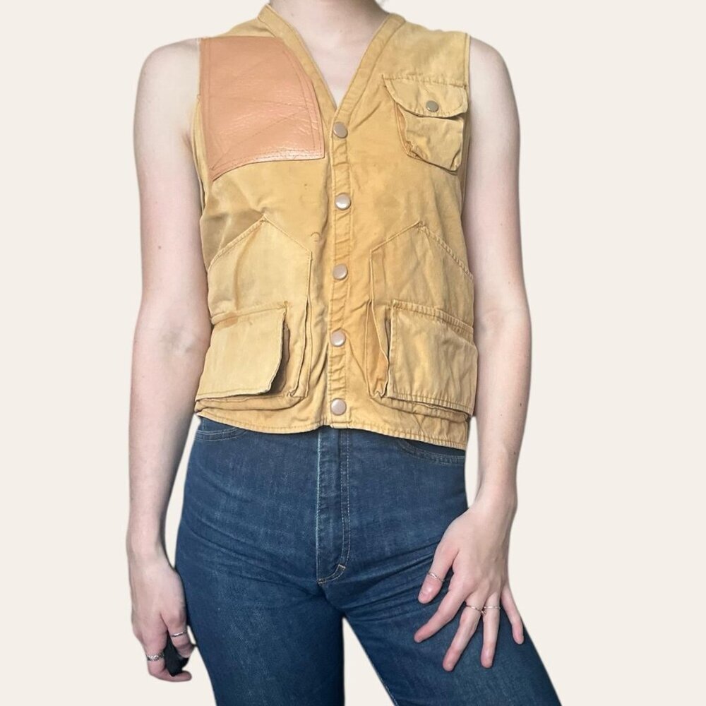 Pacific Sportswear 60s/70s vintage hunting/fishing canvas utility vest XL - Picture 2 of 7
